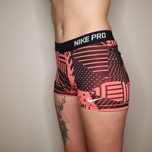 Coral & Black Nike pro spandex
